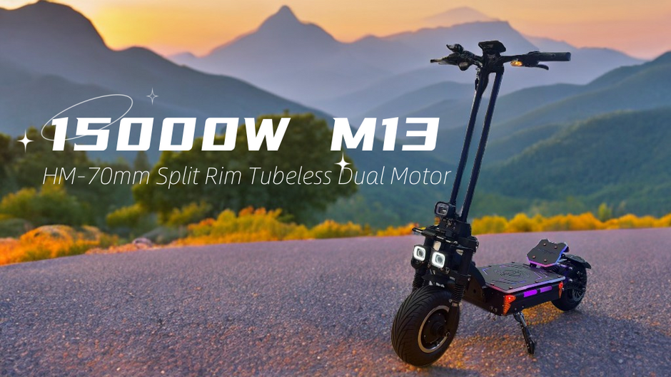 100-120km/h 72V 15000W 50Ah HM-70mm Split Rim Tubeless Dual Motor Electric Scooter