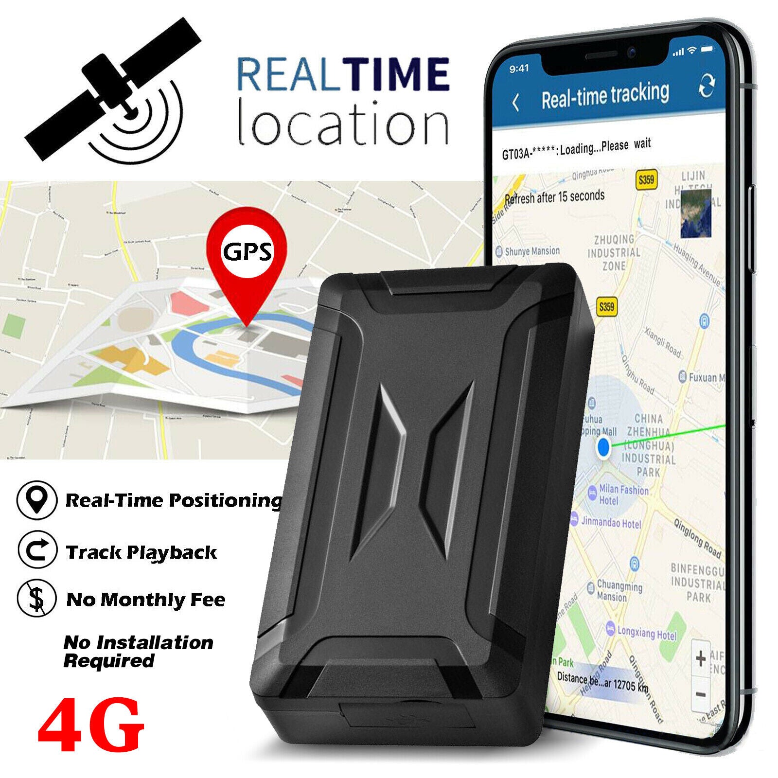 4G GPS real-time tracking with individual battery for car scooter motorcycle